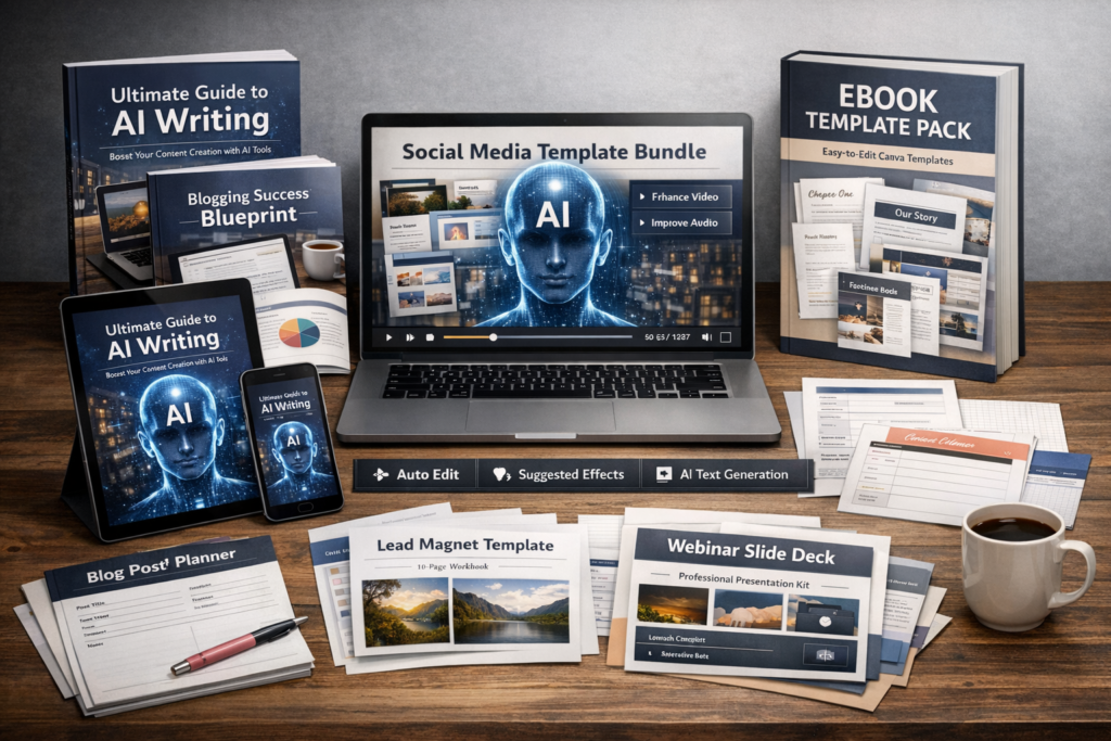 AI digital product mockups and templates