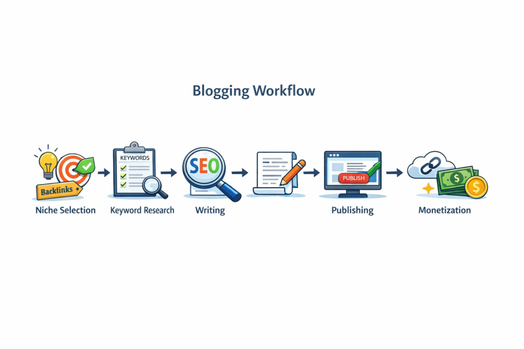 Simple blogging workflow diagram