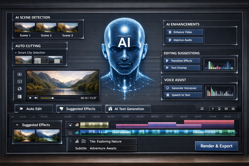 AI video editing software interface