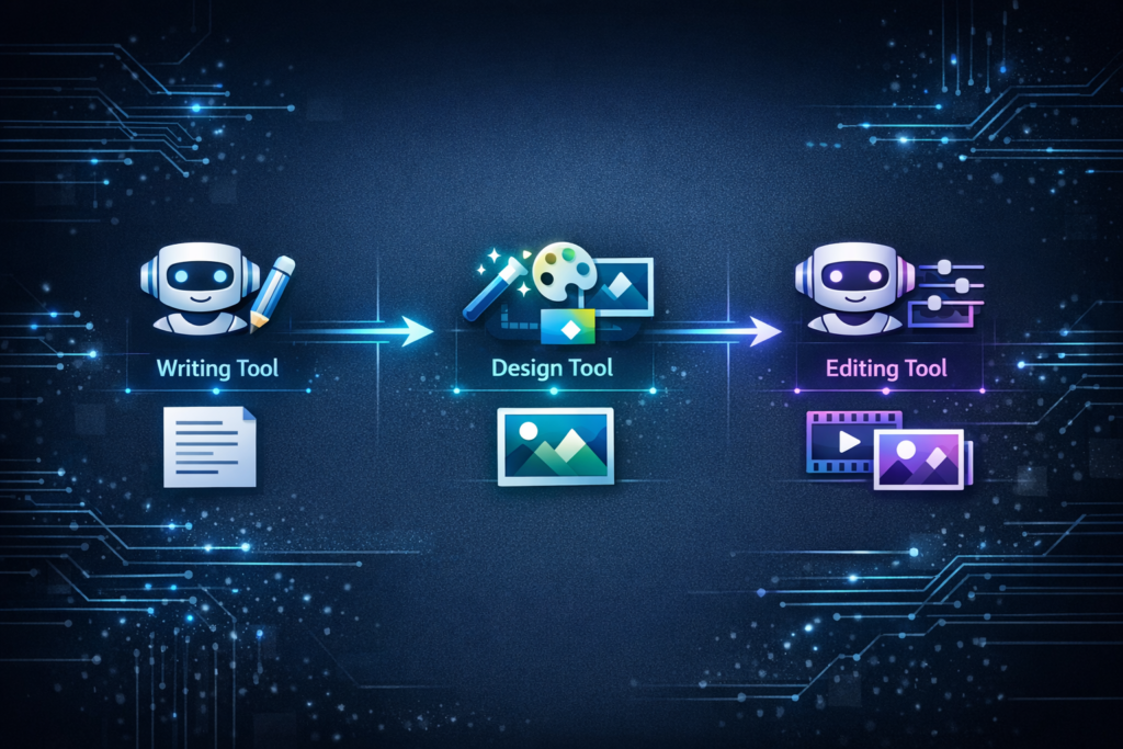 best free AI tools workflow diagram for beginners
