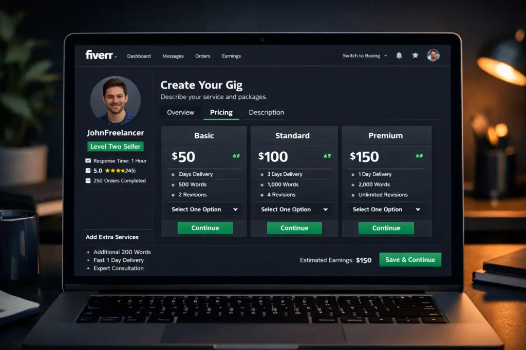 how to set up a Fiverr gig for AI services